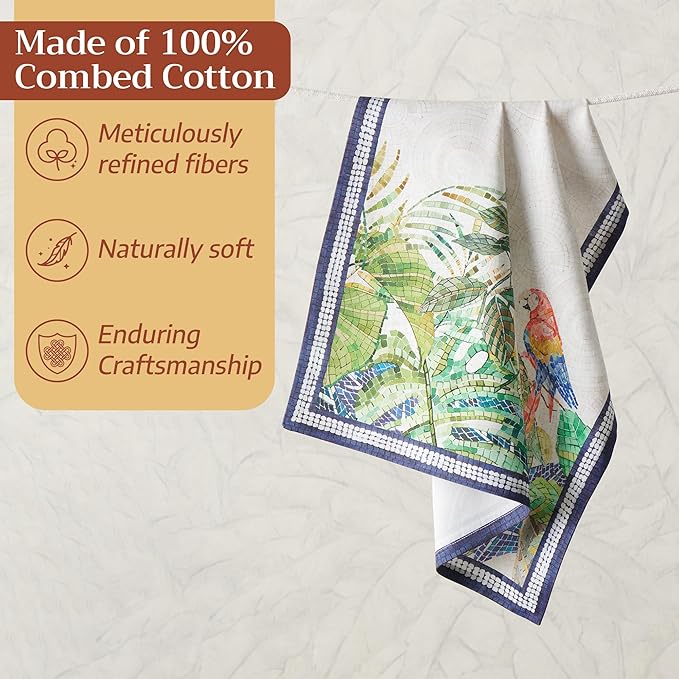 Maison d' Hermine Kitchen Towel 100% Combed Cotton Premium Set of 3 Soft
