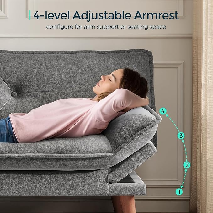 LINSY HOME Futon Sofa Bed, 3 in 1 Convertible Comfy Loveseat Sleeper Sofa Bed