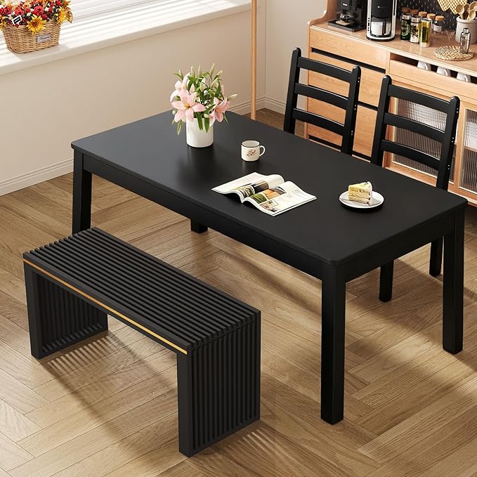 Bamboo Indoor Long Dining Bench, Outdoor Modern Wood Benches 35 Inch Bamboo