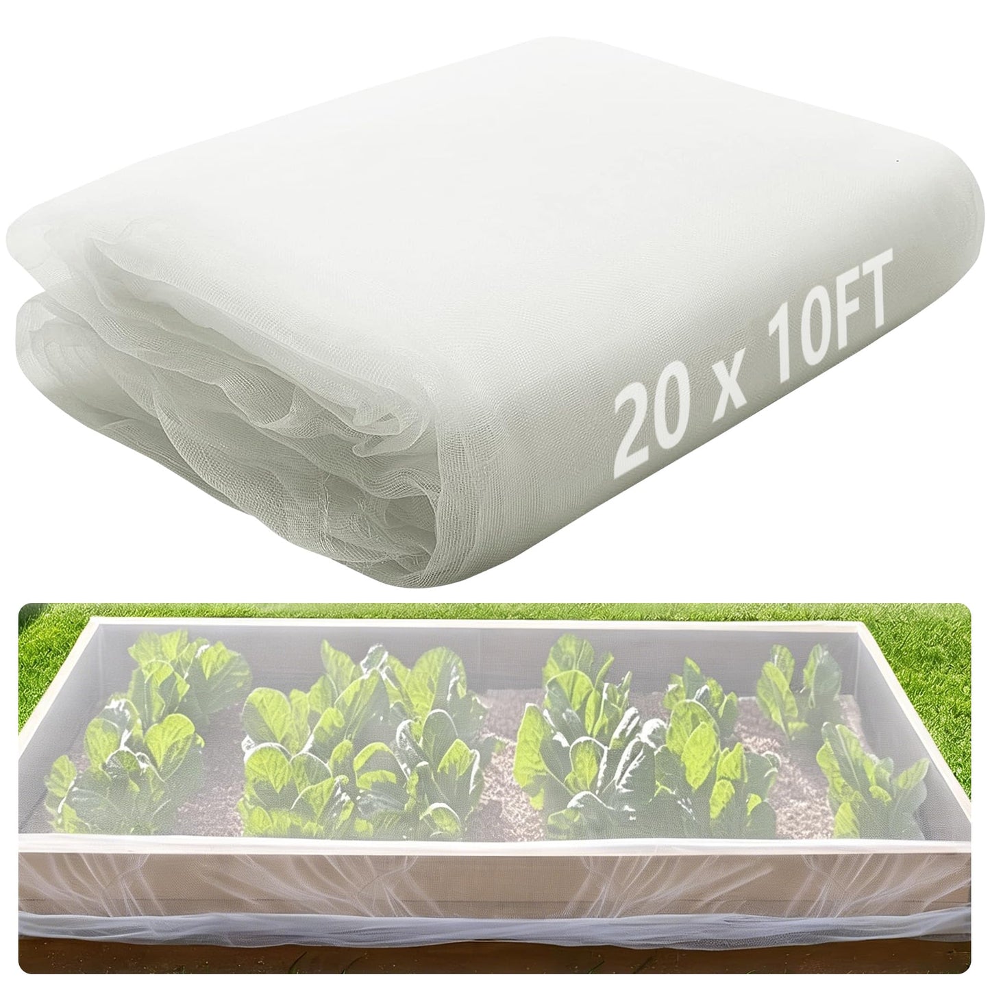 Alpurple Insect Bird Barrier Netting Mesh- 20 x 10 Feet Garden Bug Netting Plant Cover for Protect Plant Fruits Flower from Insect Bird Eating