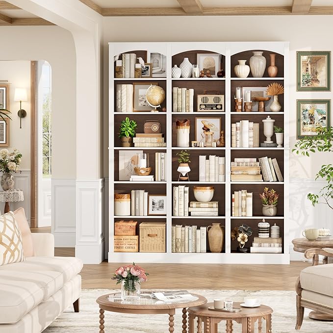FACBOTALL 71" Triple Wide Bookshelf, 6 Tier Tall Bookshelf, Large Bookcase