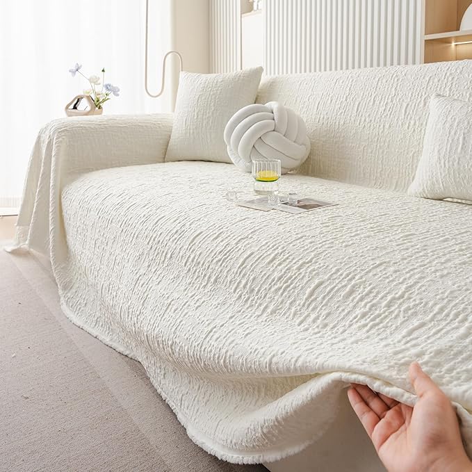 DREAMINGO Bubble Textured Cooling Sofa Cover, Ice Silk Breathable Couch Cover