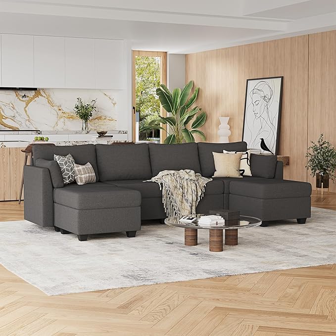 Huatean Home 114.17" Modular Sectional Sofa, 6 Seat Modular Couch