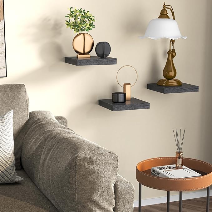 Fixwal Floating Shelves for Wall, 8 Inch Small Black Shelves Wall Mounted Shelf