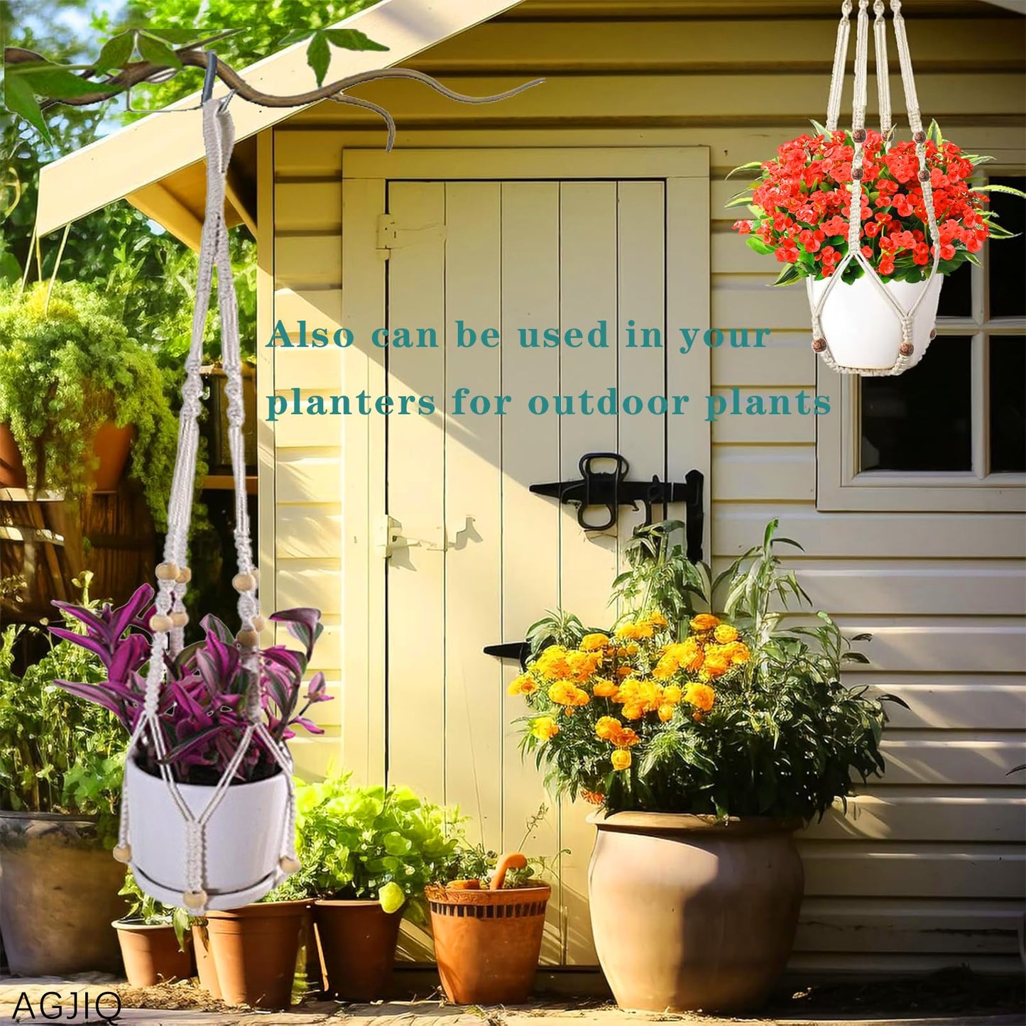 43 Inch Macrame Plant Hanger Large,Heavy Duty Indoor Hanging Plant Holder for Plants Pots Hangers for Live Plants,Outdoor Garden Home and Boho Wall Home Ceiling Decor,2 Set(Planter Pot Not Included)