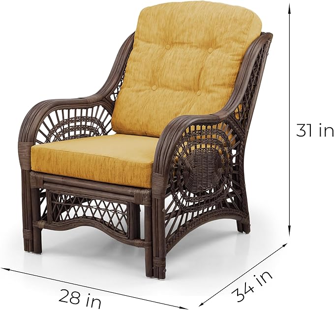Malibu Lounge Living Accent Armchair Natural Rattan Wicker Handmade Design