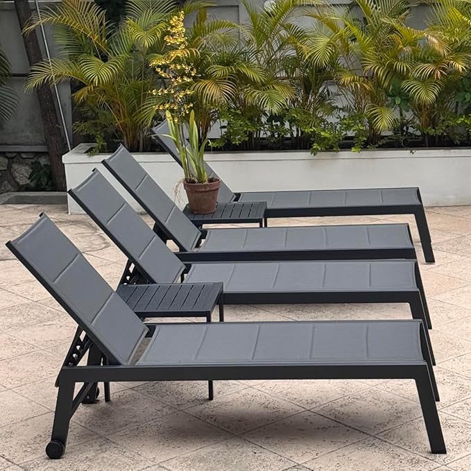 PURPLE LEAF Outdoor Chaise Lounge Set of 4 Aluminum Lounger