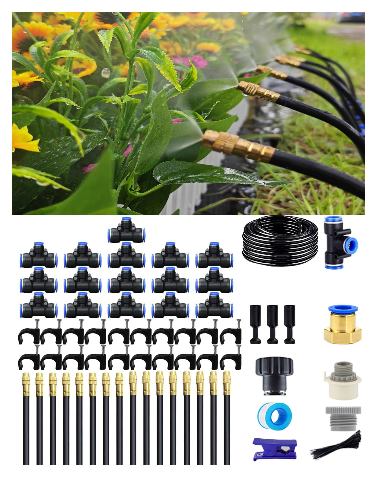 Drip Irrigation System,Automatic Garden Watering System,360° Adjustable Spray Sprinkler Kit, Easy Installation No Tools, Fine Mist Watering for Garden,Patio,Potted Plants,Courtyard Watering System