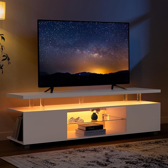 Cubehom TV Stand for 75+ inch TV, LED TV Stands for Living Room, Long