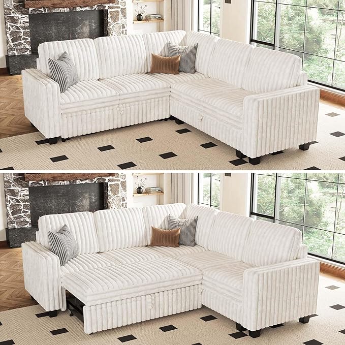 Belffin Corduroy Sectional Sleeper Sofa