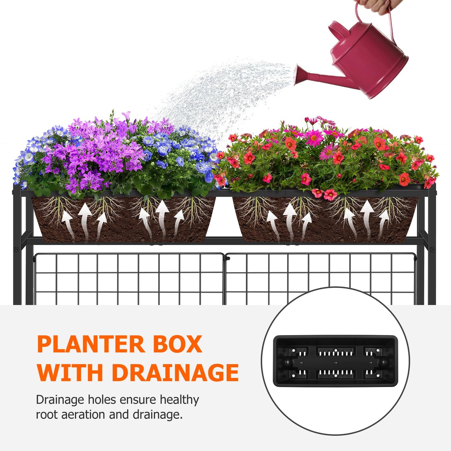 OYEAL Railing Planter Box Raised Garden Bed 32" Tall Elevated Planter Boxes