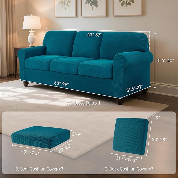 SUBRTEX 7 Pieces Stretch Sofa Slipcover Sets Couch Cover Sets Backrest Cushion