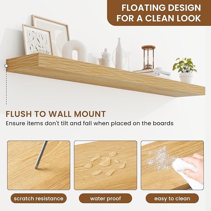 fuqing Floating Shelves for Wall, Wall Mounted Wood Floating Shelf