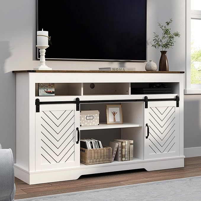 RoyalCraft TV Stand for 65+ Inch TV: Farmhouse Entertainment Center