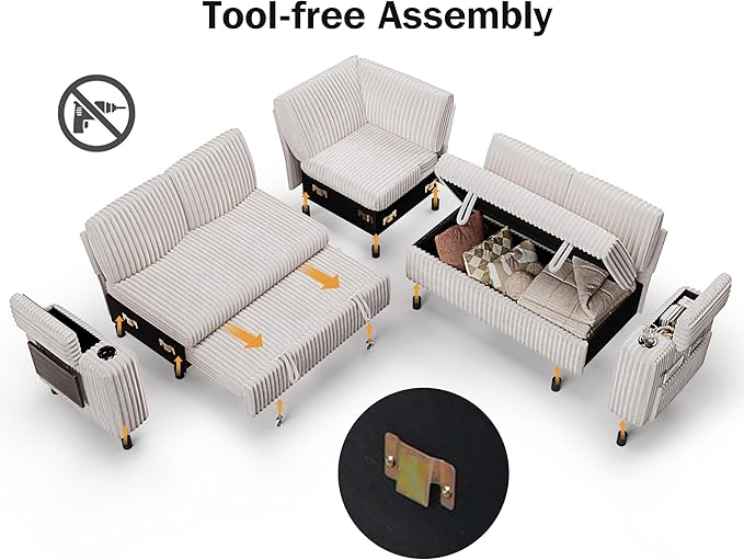 Vipbear 86" Modular Sectional Sleeper Sofa