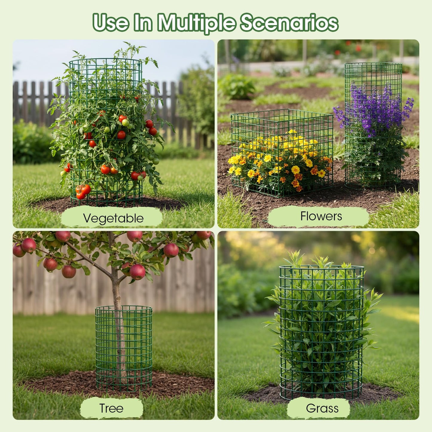 MQJIAZHI 18PCS Plant Protectors from Animals, 13"x13" Metal Plant Cages for Outdoor Plants, Reusable Plant Covers from Animals, Garden Cloche & Chicken Wire Cloche for Vegetables, Flowers, Seedlings