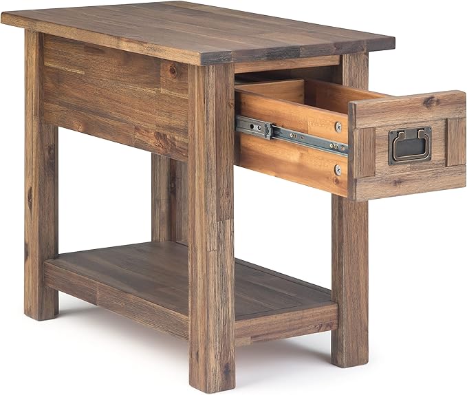 SIMPLIHOME Monroe Narrow Side Table – 14 inch Wide Solid Acacia Wood Narrow End