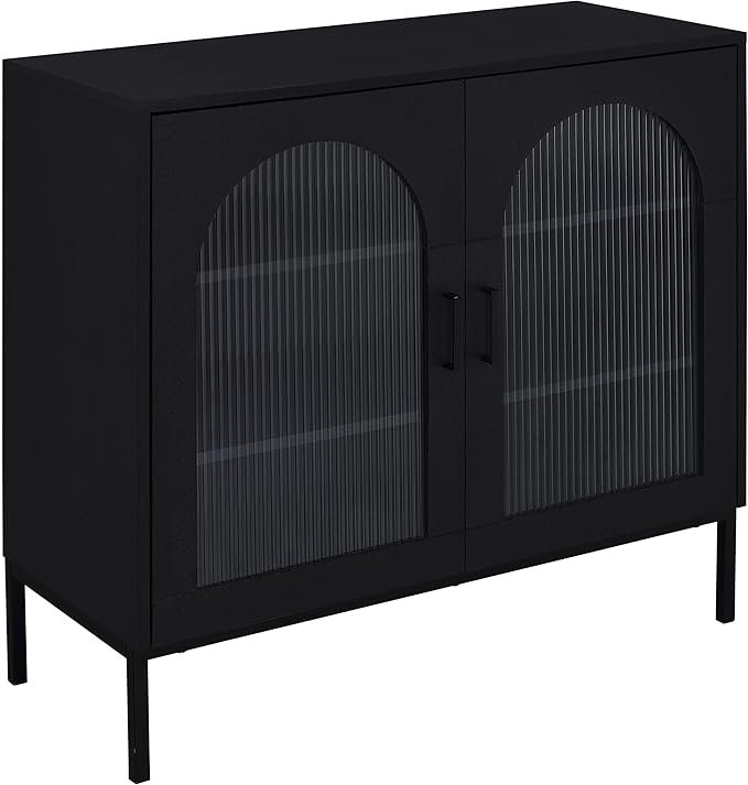 Coaster Home Furnishings Jess 2-Door Arched Fluted Glass Accent Cabinet Black