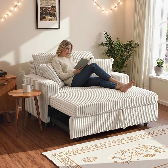 3 in 1 Convertible Sofa Bed，52.8" Pull Out Couch