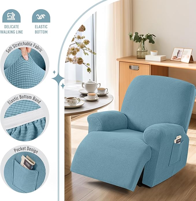 TAOCOCO Recliner Cover 4-Pieces, Recliner Stretch Sofa Slipcover, Recliner