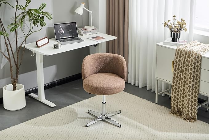 VINGLI Cute Small Swivel Desk Chair Comfy no Wheels, Ergonomic Low-Back Lumbar