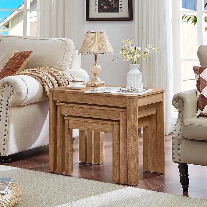 Joaxswe Farmhouse Nesting Tables Set of 3, Living Room Table Set