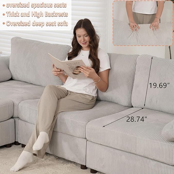 EASE MOOSE Oversized Sectional Modular Sofa, Large Sectional Couch Wide Deep