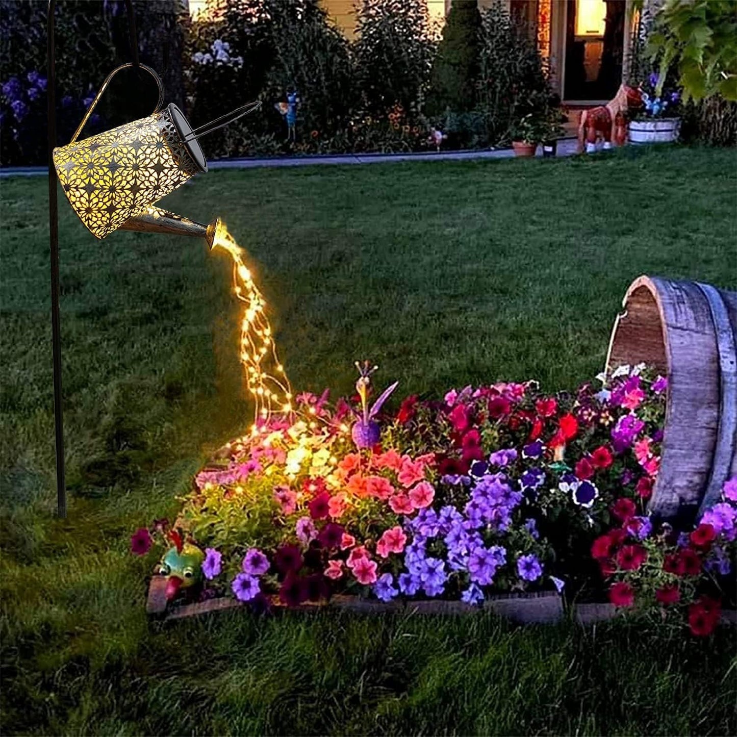 Solar Lights Outdoor Decorative, Metal Solar Watering Can Lights Waterproof, Large Hanging Garden Decor Yard Lights Outside Patio Lawn, Gifts for Mom Grandma Women Birthday Christmas