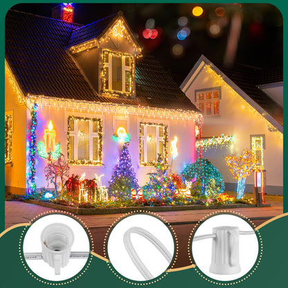 Brightown C9 Light Strand 100 FT for E17-12 Spacing, Outdoor String Light Christmas Stringer with 100 Sockets for Patio (White)