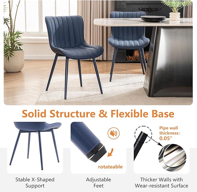 YOUNUOKE Mid-Century Modern Dining Chairs Set of 2, Armless Accent Chair