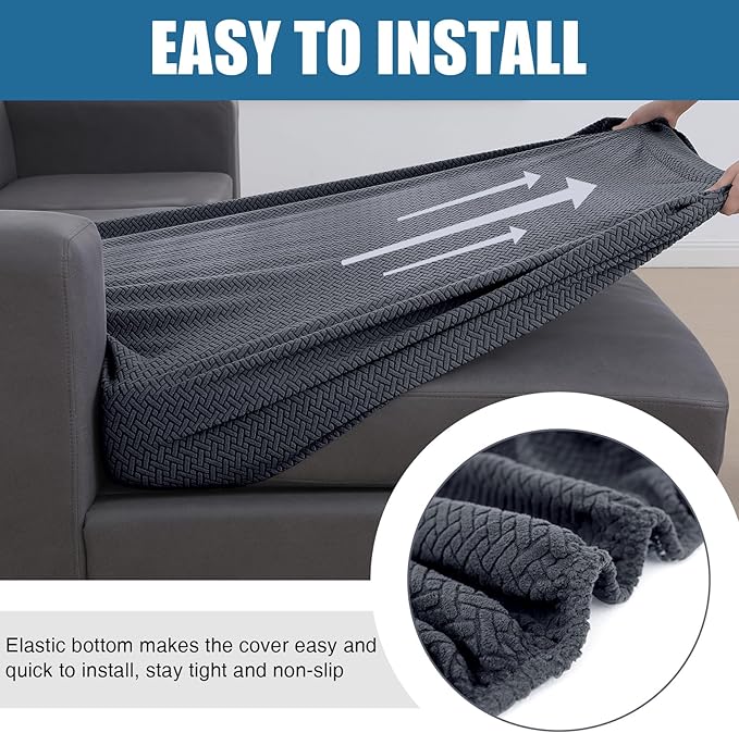 Smiry Waterproof Couch Cushion Covers, Stretch Jacquard Thick Sofa Cushion