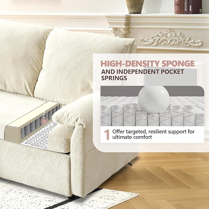 VINGLI Beige Convertible Futon Sofa Bed, Sleeper Sofa