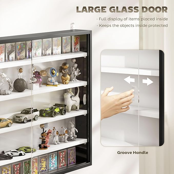 HOMCOM 5-Tier Display Cabinet, Glass Door Cabinet