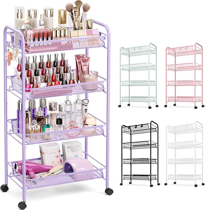 TOOLF 4-Tier Rolling Cart, Metal Utility Cart