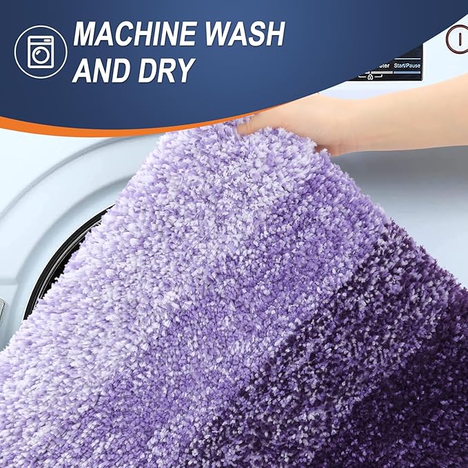 OLANLY Bathroom Runner Rugs Mat 47x24, Extra Soft Absorbent Microfiber Bath Rugs, Rubber Backing, Quick Dry, Washable Long Bath Mats for Bathroom Floor, Tub and Shower, Home Decor Accessories, Violet