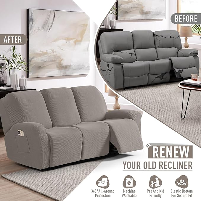 TAOCOCO Recliner Sofa Covers 8-Pieces Stretch Large Couch Covers