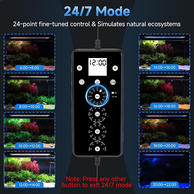 fishkeeper LED Aquarium Plant Light, 24/7 Full Spectrum Aquarium Light with 5 Nature Weather Mode, Auto On Off with Timer for 48-55 Inch Fish Tank, Adjustable Colors/Brightness with Memory Function