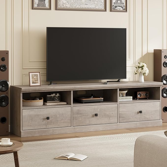 IDEALHOUSE 70in TV Stand for TVs up to 80", Mid Century Modern Entertainment