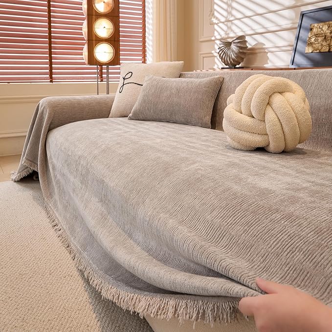 DREAMINGO Chenille Sofa Cover Washable Pet Couch Protector Cover Textured Couch