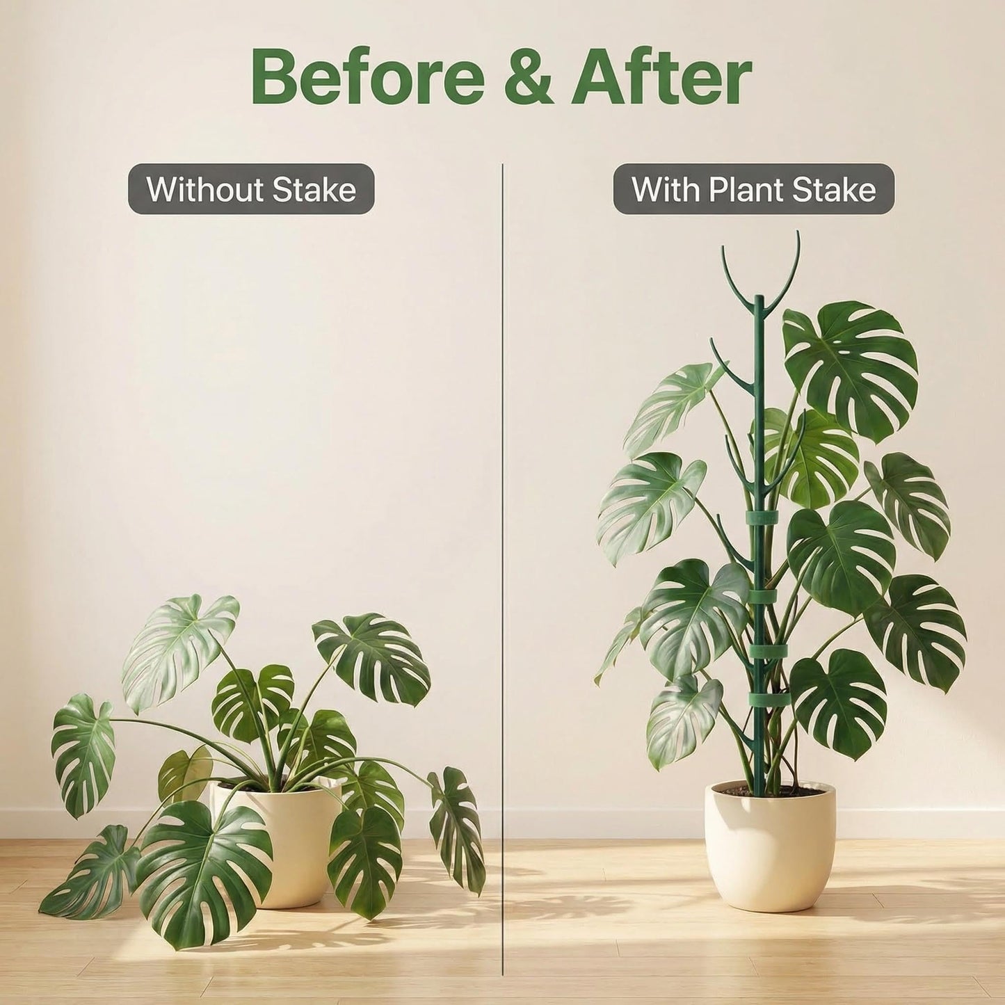 10 Pack Stackable Monstera Plant Support Stakes for Indoor & Outdoor Plants,Plant Support Structures for Climbing and Potted Plants,Plant Sticks for Vine Training & Stem Stabilization