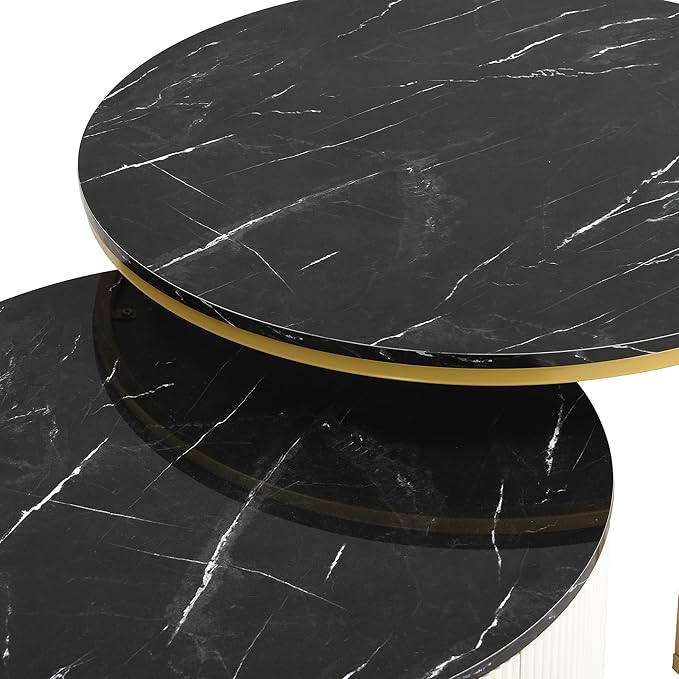 Modern Round Nesting Coffee Table Fluted