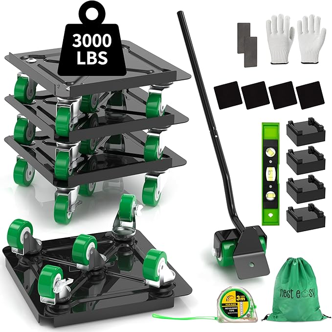 NEST EASY Heavy Duty Furniture Dolly 360° Rotating 5 Wheels, Alloy Steel