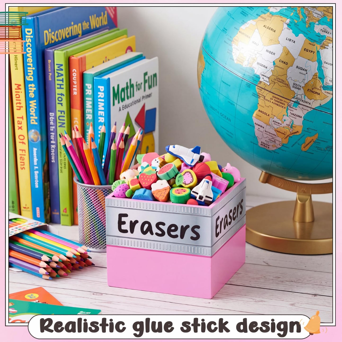 Tenceur 4.7x4.7 Inches Erasers Bucket for Teacher Desk Organizer Pencil Holder Bucket Plastic Large Capacity Desk Organizer for Teacher Classroom Craft Supply Storages