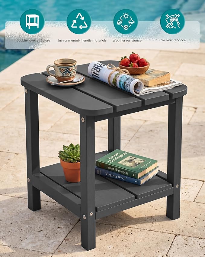 SERWALL Adirondack Table Outdoor Side Table- Gray