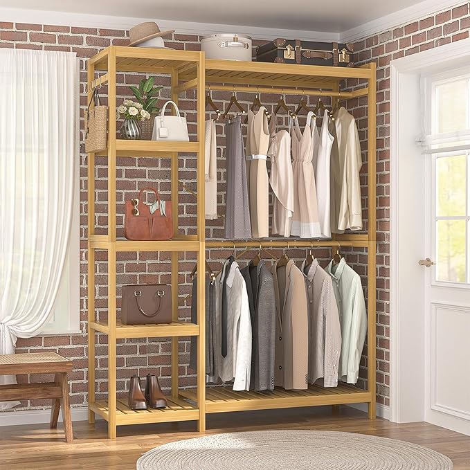 Homykic Bamboo Clothes Rack Garment Rack