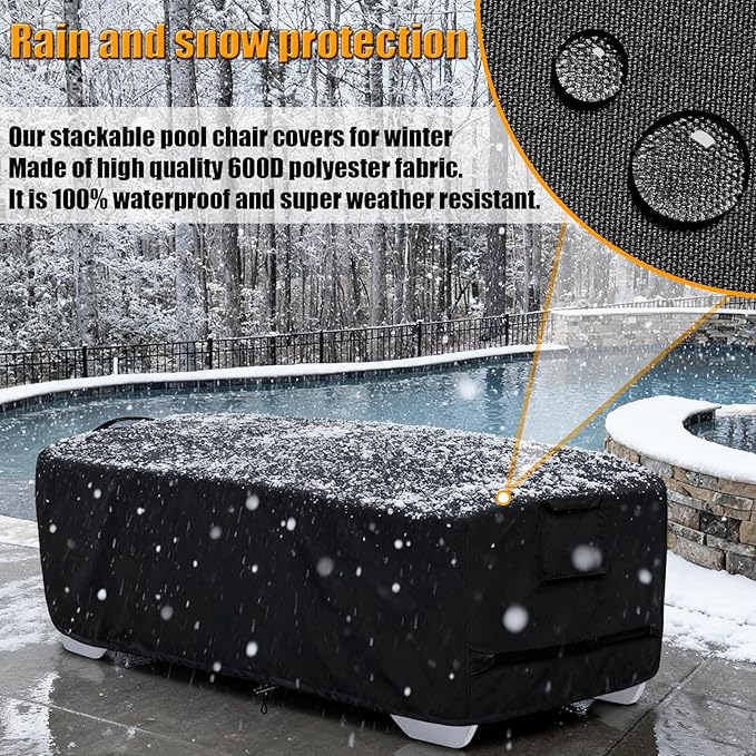 Outdoor Lounge Chair Covers for 4-6 Stackable Patio Chaise Lounge Chairs