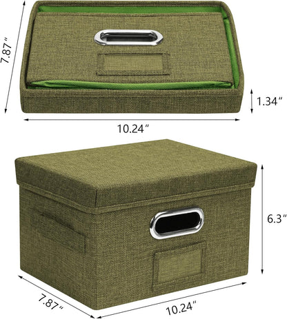Greeting Card Organizer and Storage Box with 40 Pcs Adjustable Dividers, Storing Cards with 168 Pcs Labels Perfect for Storing Greeting Cards, Envelopes, Photos 2 Pack Olive Green