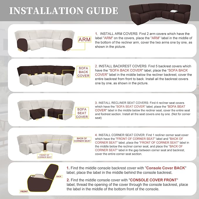 100% Waterproof Sectional Recliner Couch Covers
