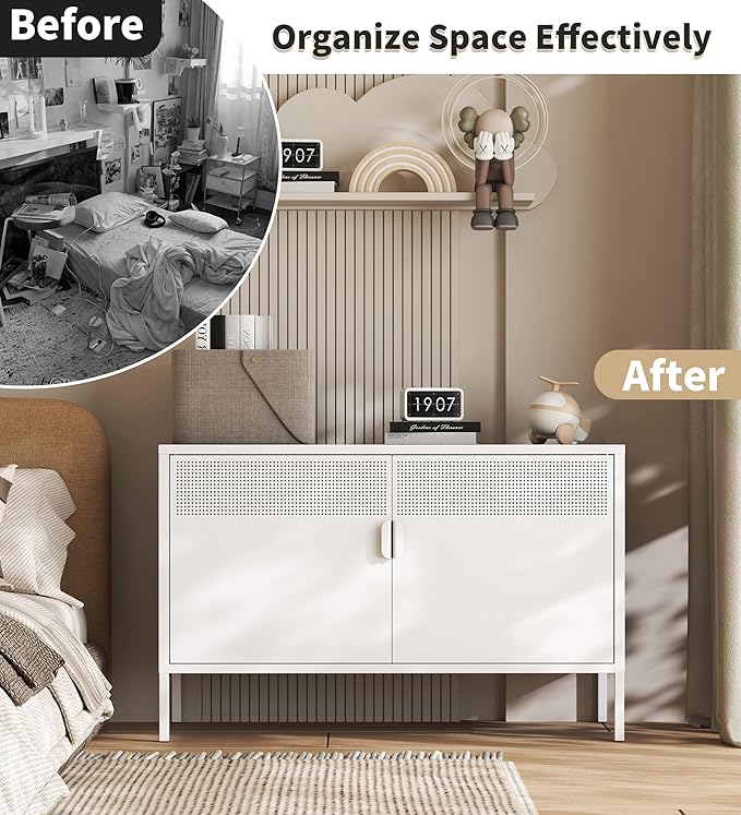 White Metal Storage Cabinet