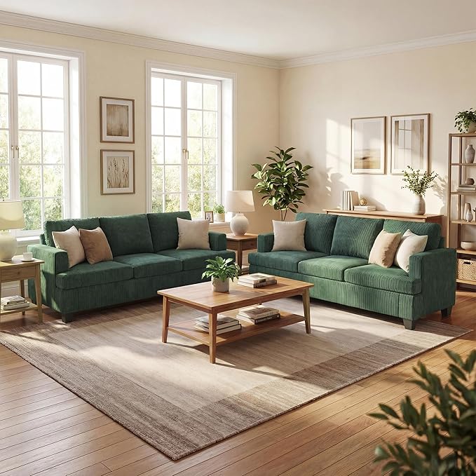 YOUDENOVA 2 Piece Set Comfy Sofa Couch, 3-Seater Sofa * 2